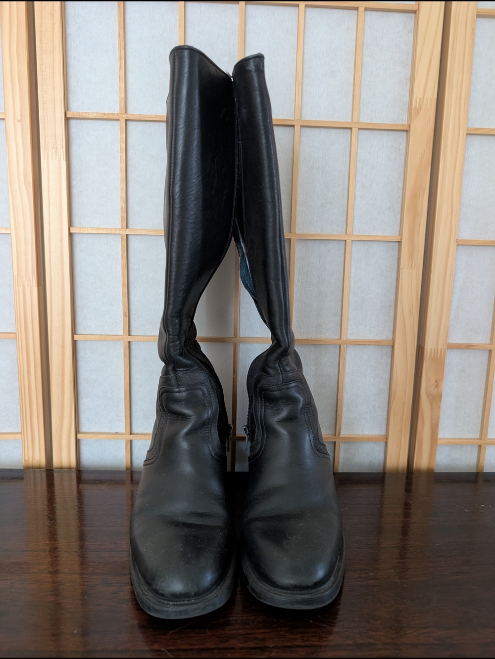 Black Leather Knee-High Boots Made In Italy